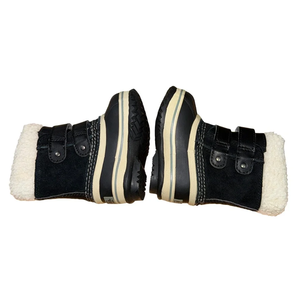 Sorel 1964 Pac Strap Toddler 4 Pre-Owned Snow Boots Black Waterproof Insulated‎